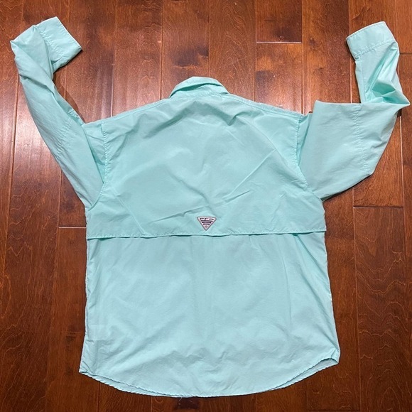 Columbia PFG Teal Green Fishing Outdoor Button Down Shirt Men's Size M - Picture 4 of 8